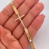 Pulso Reticulado Cruz 10.4gr / 15.8cm / 4mm Oro Amarillo 18K %