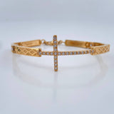 Pulso Reticulado Cruz 10.4gr / 15.8cm / 4mm Oro Amarillo 18K %