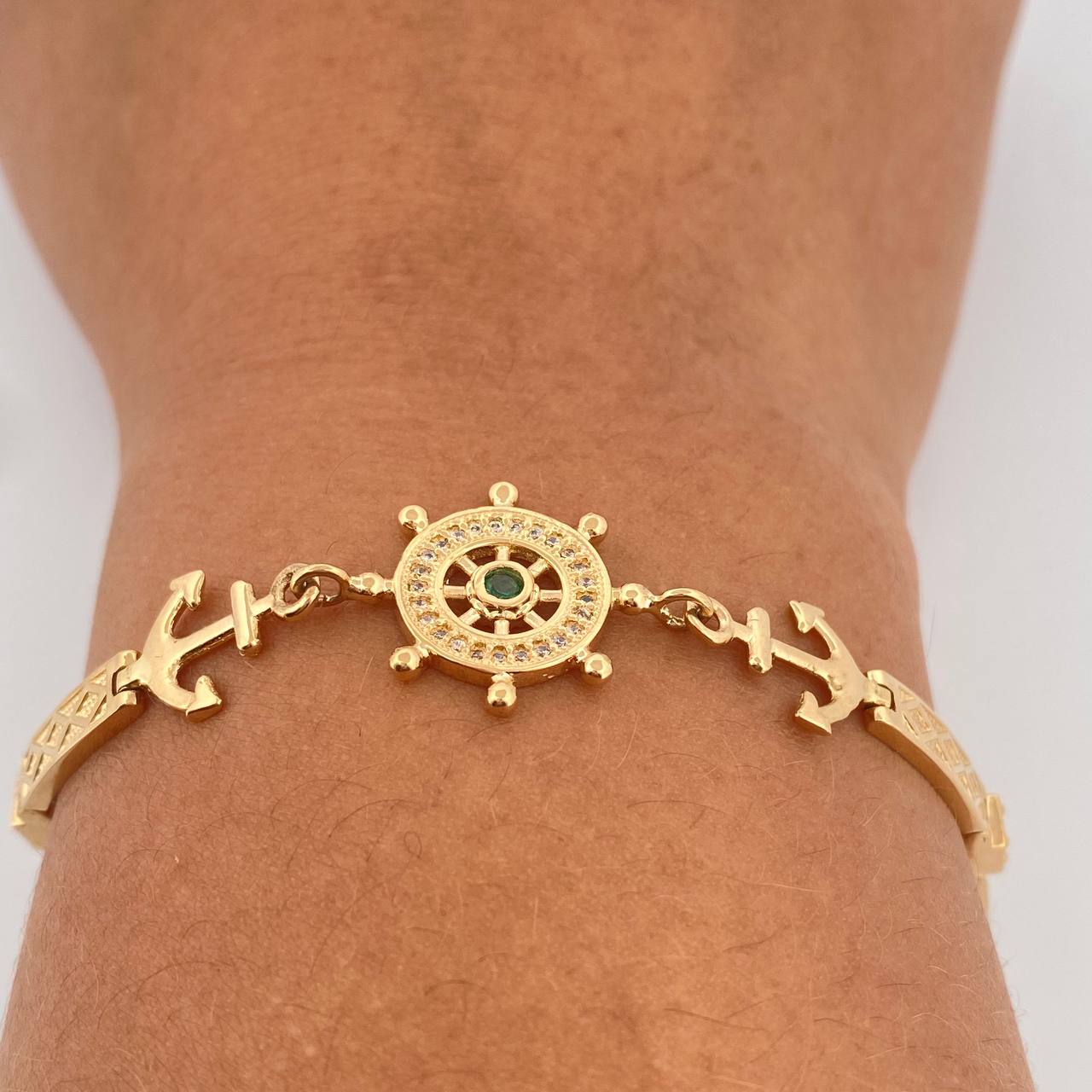 Pulso Reticulado Ancla Timon 13.1gr / 18.4cm / 4mm Oro Amarillo 18K %