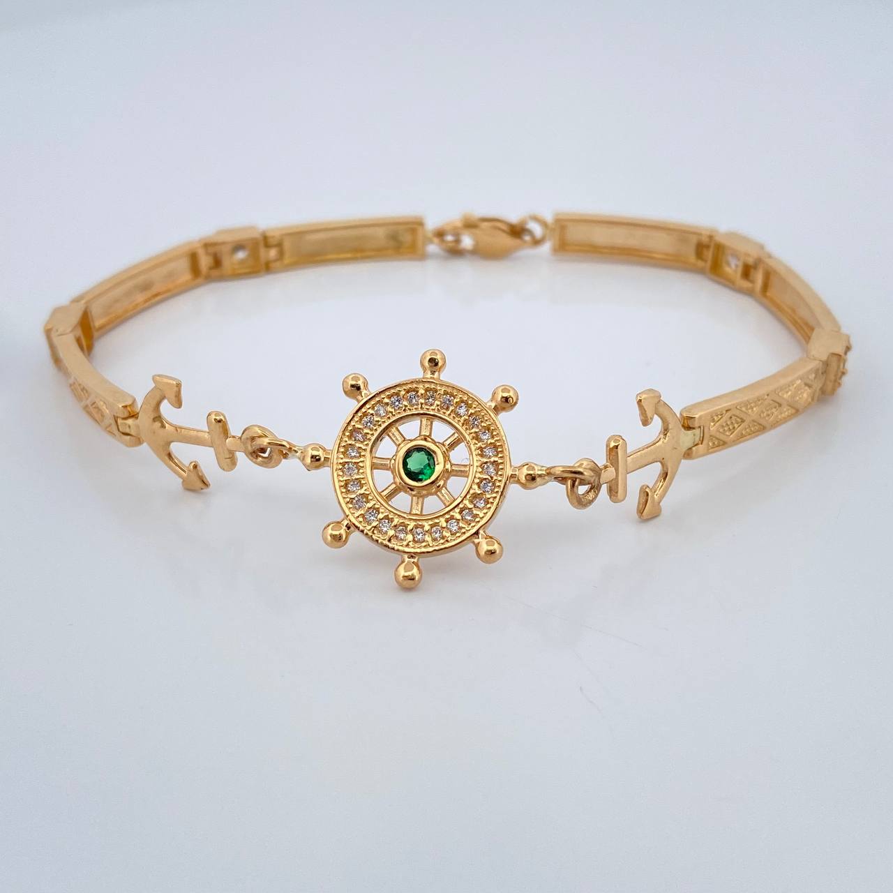 Pulso Reticulado Ancla Timon 13.1gr / 18.4cm / 4mm Oro Amarillo 18K %