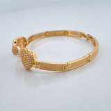 Pulso Reticulado Corazones 11.4gr / 16.8cm / 4mm Oro Amarillo 18K %