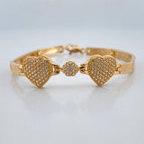 Pulso Reticulado Corazones 11.4gr / 16.8cm / 4mm Oro Amarillo 18K %