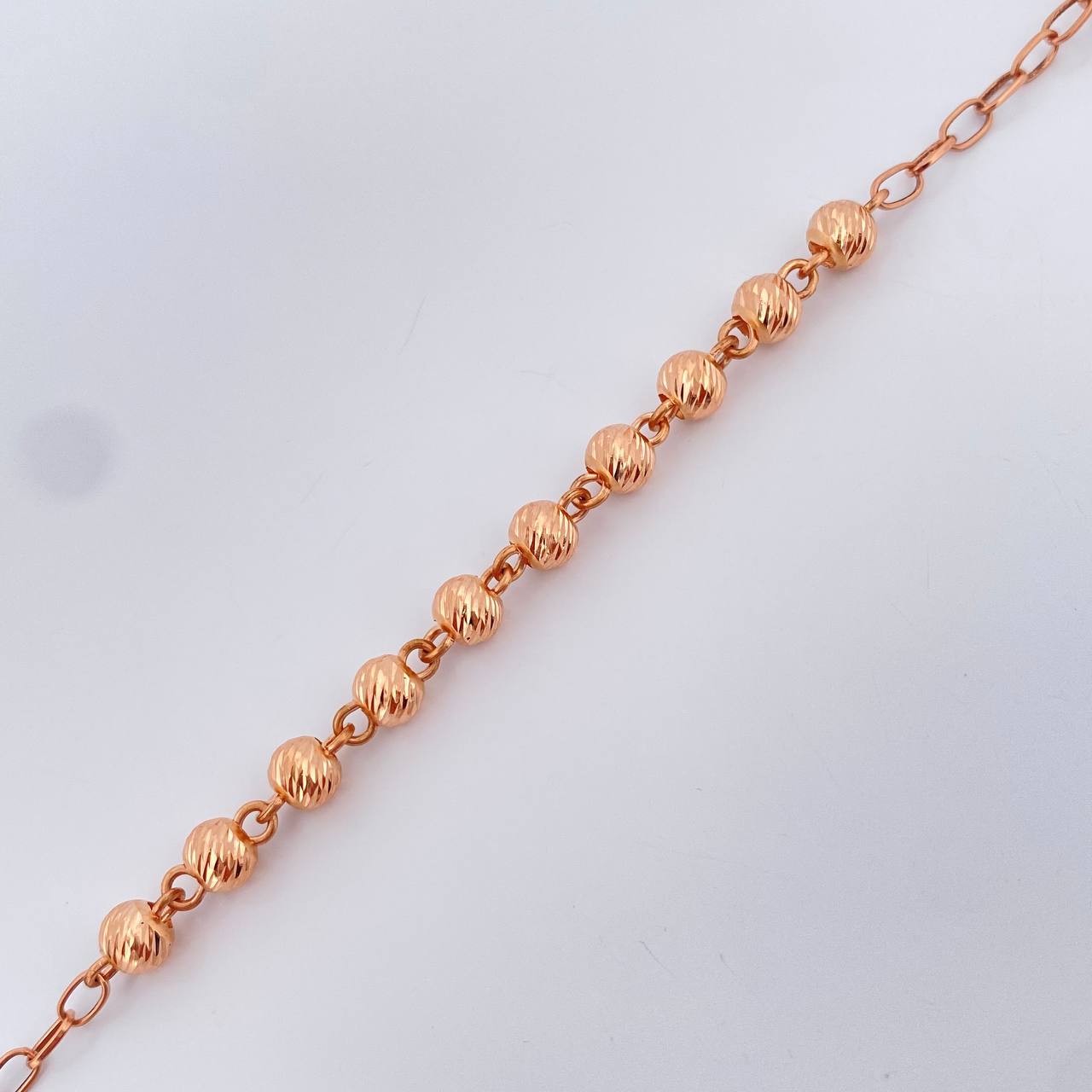 Cadena Rosario Virgen Maria 18.2gr / 62cm / 6mm-5mmmm Oro Rosa 18K %