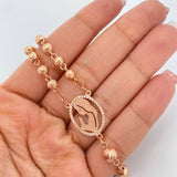 Cadena Rosario Virgen Maria 18.2gr / 62cm / 6mm-5mmmm Oro Rosa 18K %