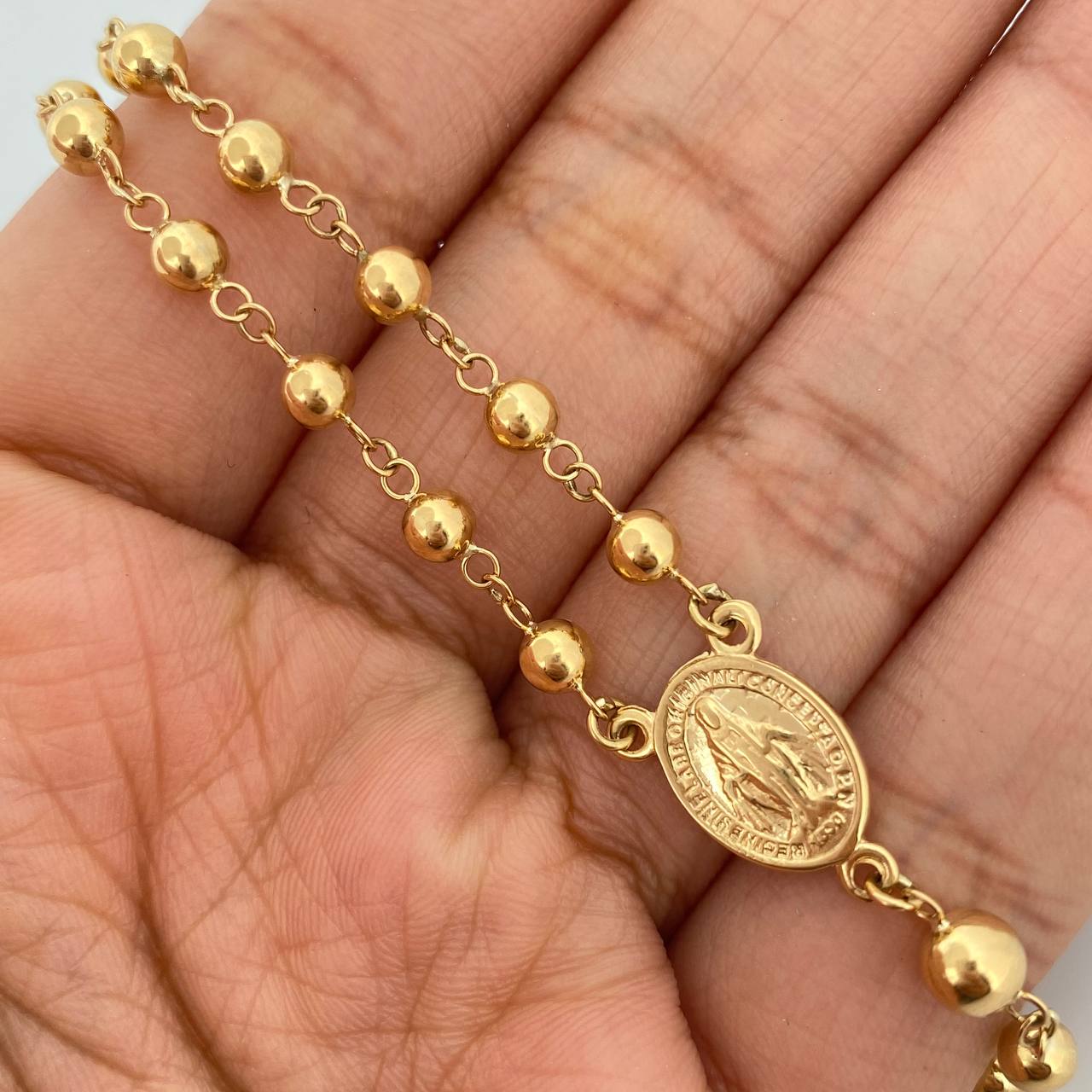 Cadena Rosario Virgen Milagrosa 8.95gr / 53cm / 5mm-4mmmm Oro Amarillo 18K %
