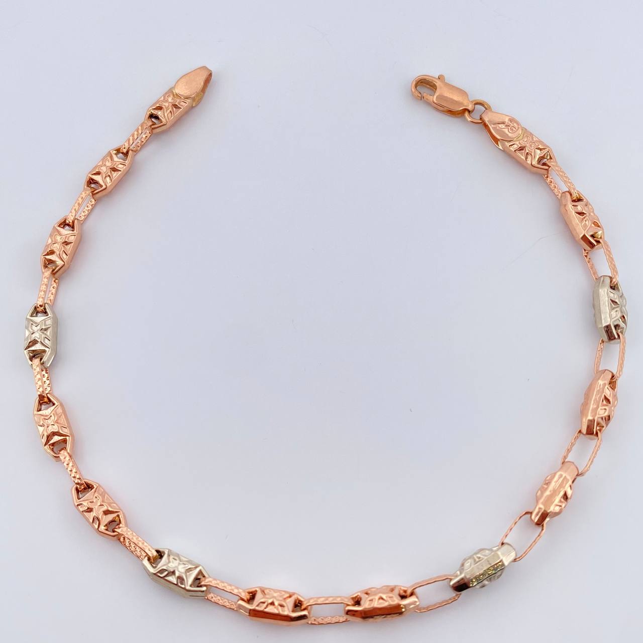 Pulso Rustica x 5.15gr / 21cm / 4.17mm Dos Oros Blanco Rosa 18K %