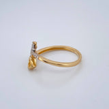 Anillo Cruz Corazon 1.9gr / T7 1/4 / Dos Oros Amarillo Blanco 18K %