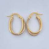 Candongas Doble Aro 1.4gr / 2.2cm / Dos Oros Amarillo Blanco 18K %