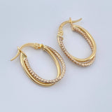 Candongas Doble Aro 1.4gr / 2.2cm / Dos Oros Amarillo Blanco 18K %