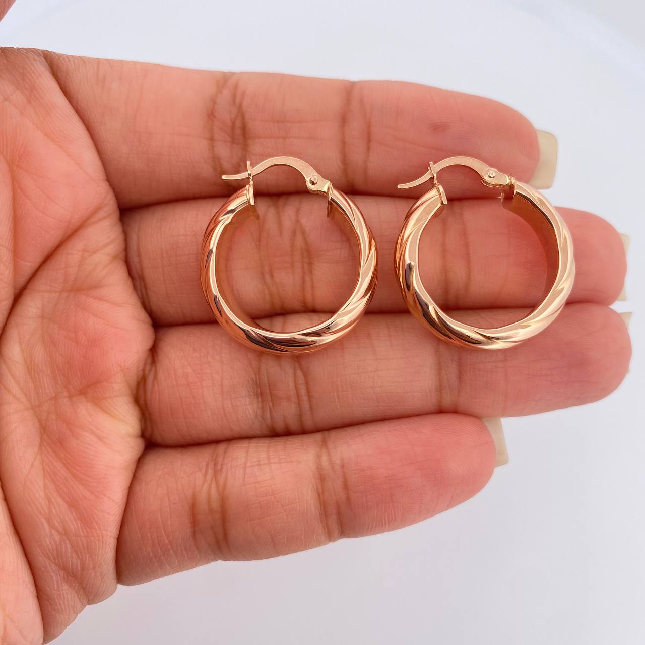 Candongas Semi 4.4gr / 2.5cm / Oro Rosa 18K %