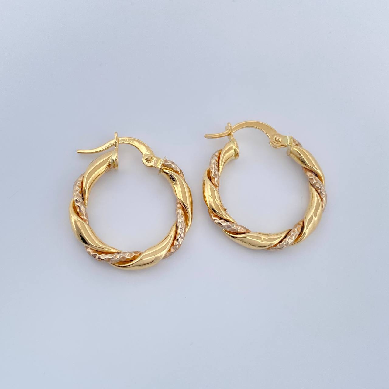 Candongas Axel 1.95g / 2.4cm Dos Oros Amarillo Blanco 18K