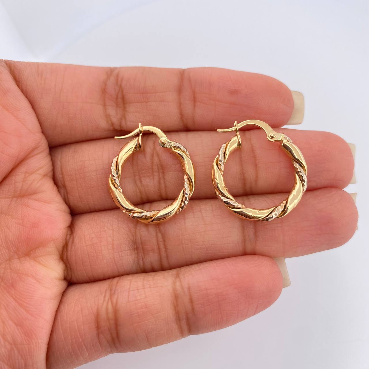 Candongas Axel 1.95g / 2.4cm Dos Oros Amarillo Blanco 18K