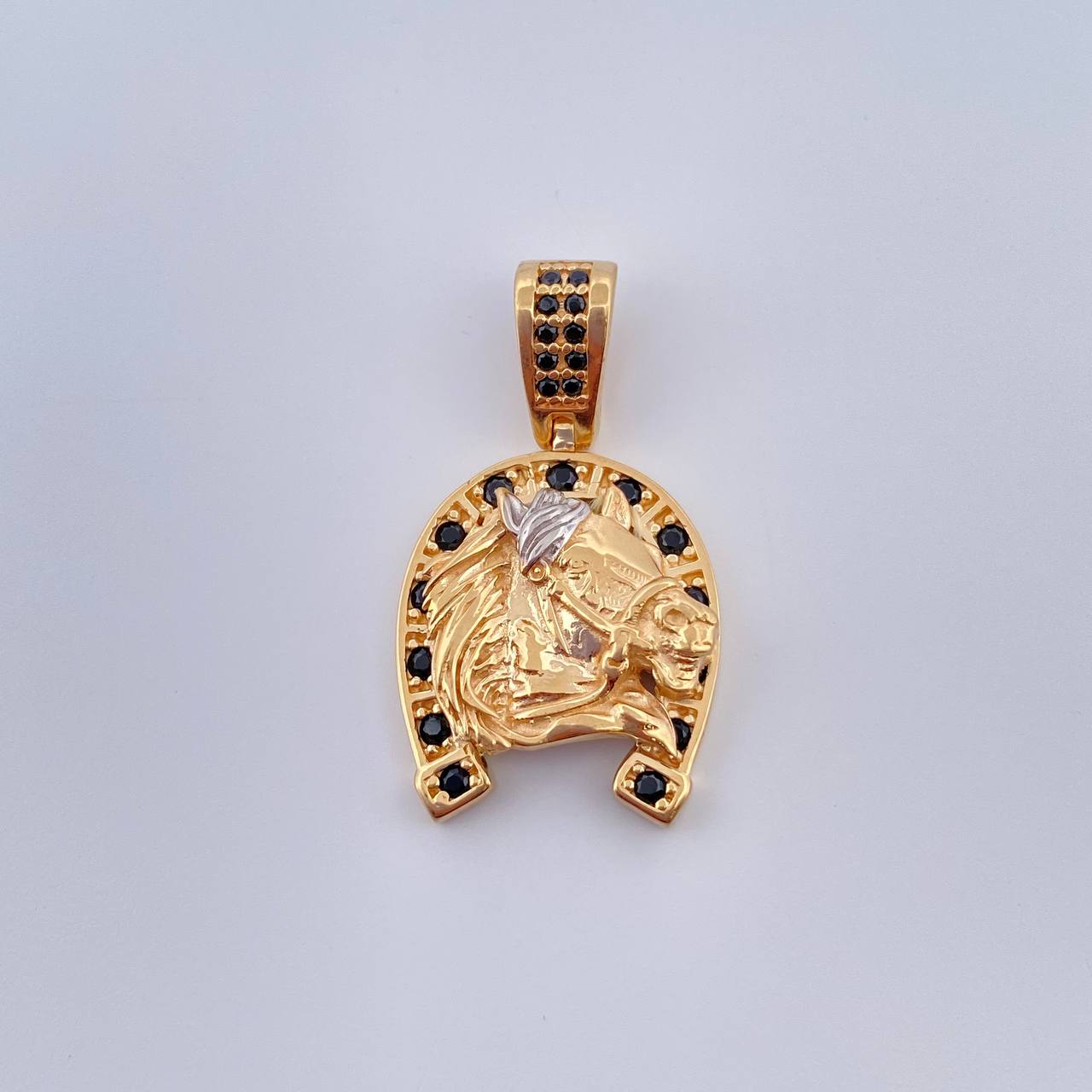 Dije Herradura Caballo 4.5gr / 2.8cm / Dos Oros Amarillo Blanco 18K %