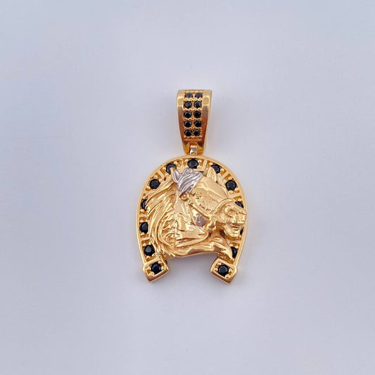 Dije Herradura Caballo 4.5gr / 2.8cm / Dos Oros Amarillo Blanco 18K %