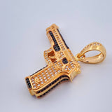 Dije Pistola 10.8gr / 3.5cm / Dos Oros Negro Amarillo 18K %