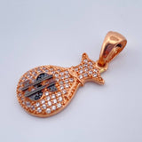 Dije Bolsa De Dinero 2.45gr / 3cm / Dos Oros Negro Rosa 18K %