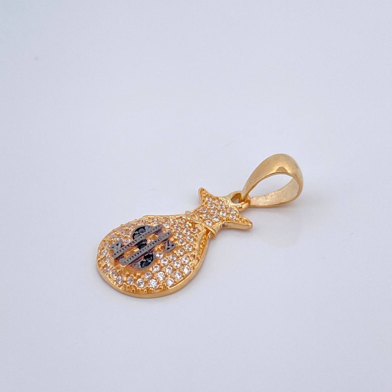 Dije Bolsa De Dinero 2.25gr / 3cm / Dos Oros Negro Amarillo 18K %