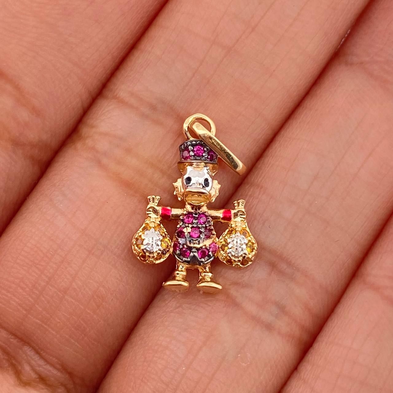 Dije Pato Bolsas De Dinero 1.5gr / 2.2cm / Tres Oros 18K %
