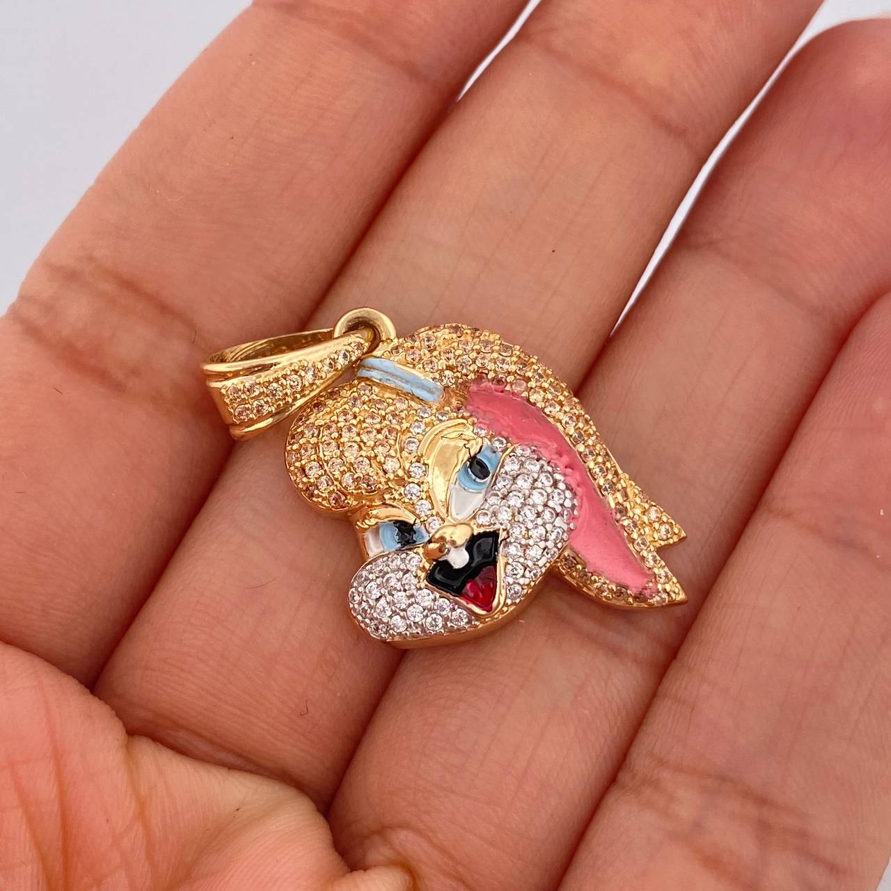 Dije Coneja Caricatura 5.9gr / 3.7cm / Dos Oros Amarillo Blanco 18K %