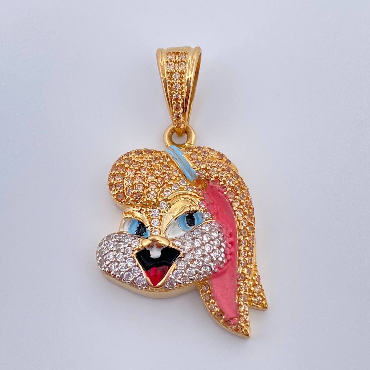 Dije Coneja Caricatura 5.9gr / 3.7cm / Dos Oros Amarillo Blanco 18K %