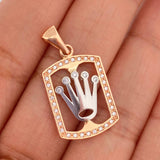 Dije Placa Corona 2.9gr / 3cm / Dos Oros Blanco Rosa 18K %