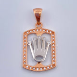 Dije Placa Corona 2.9gr / 3cm / Dos Oros Blanco Rosa 18K %