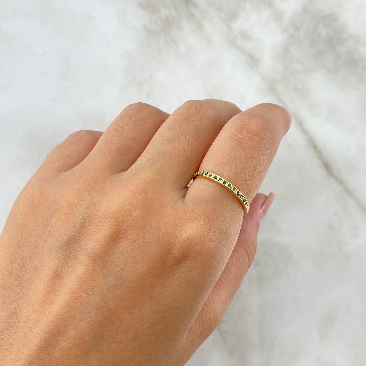 Anillo Rustico Carril 1.65gr / T7 1/4 / Circones Verdes Oro Amarillo