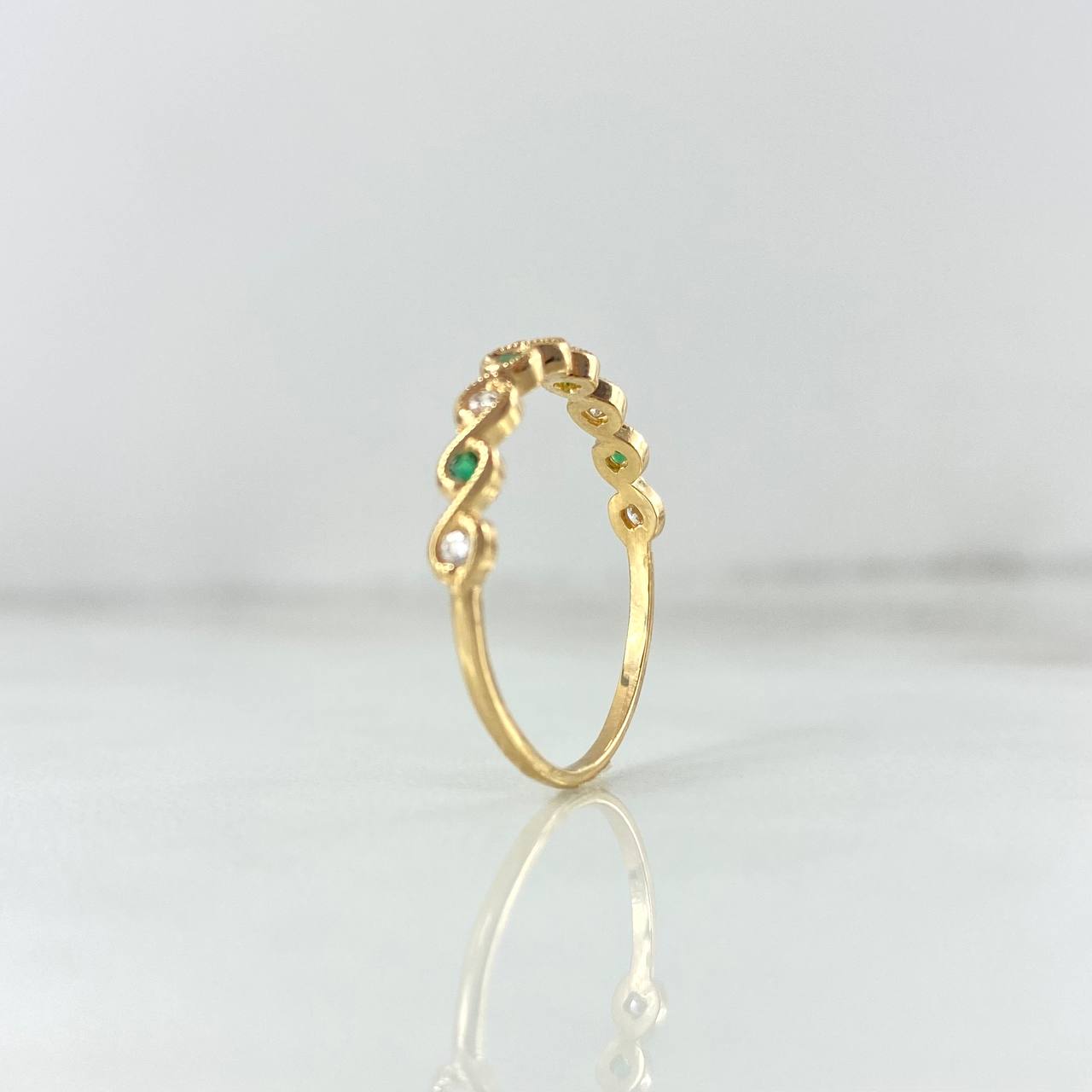 Anillo Ojos Espiral Punteado 1.5gr / T7 1/2 / Circones Verdes Blancos Oro Amarillo