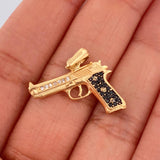Dije Pistola 3.5gr / 2.5cm / Dos Oros Negro Amarillo 18K %