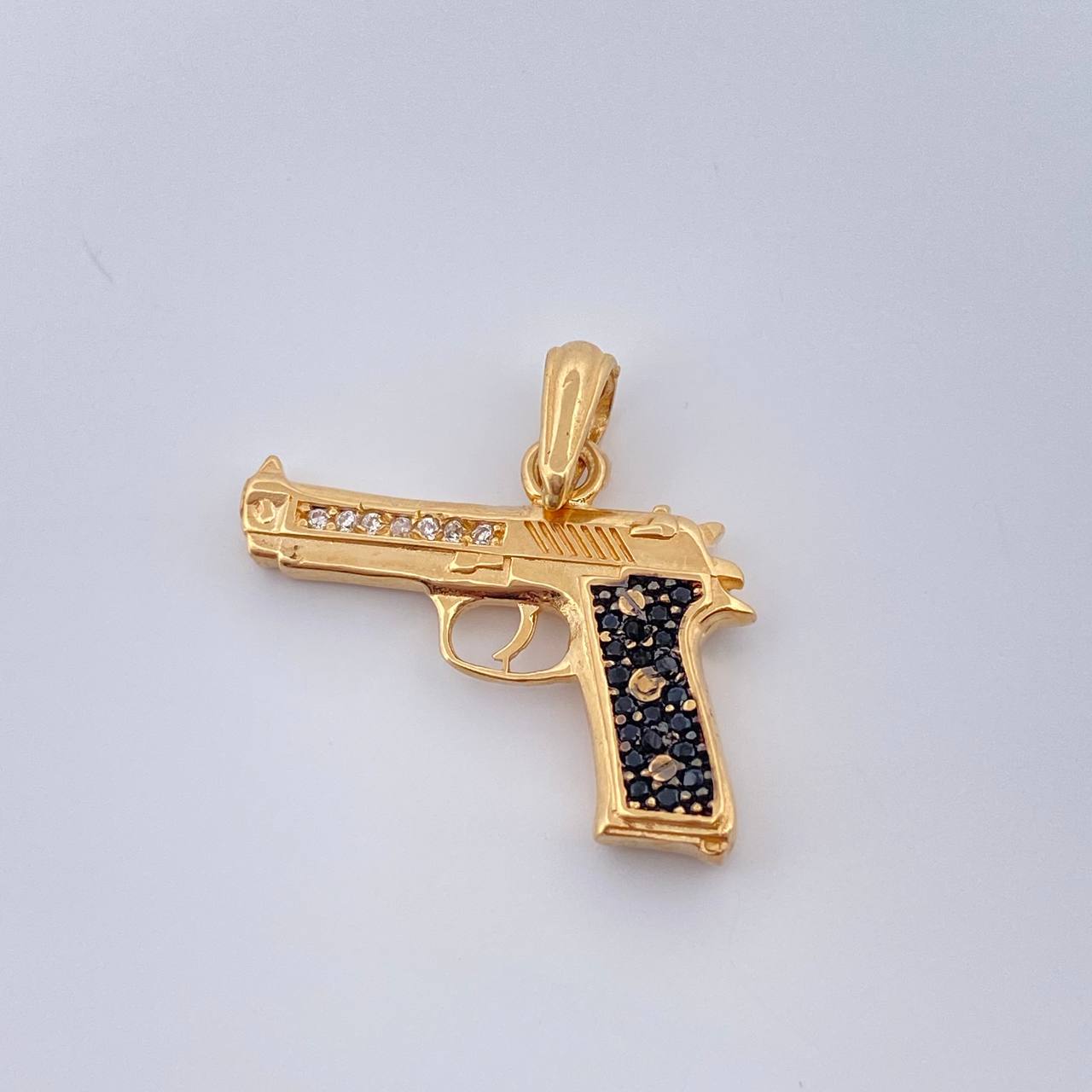 Dije Pistola 3.5gr / 2.5cm / Dos Oros Negro Amarillo 18K %