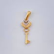 Dije Llave Corazon 0.95gr / 2.8cm / Dos Oros Amarillo Blanco 18K %