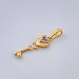 Dije Llave Corazon 0.95gr / 2.8cm / Dos Oros Amarillo Blanco 18K %
