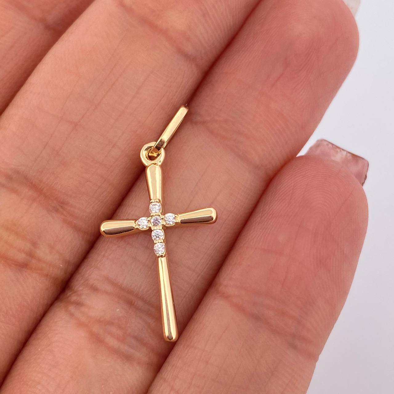 Dije Cruz Sobre Cruz 1.1gr / 2.8cm / Oro Amarillo 18K %