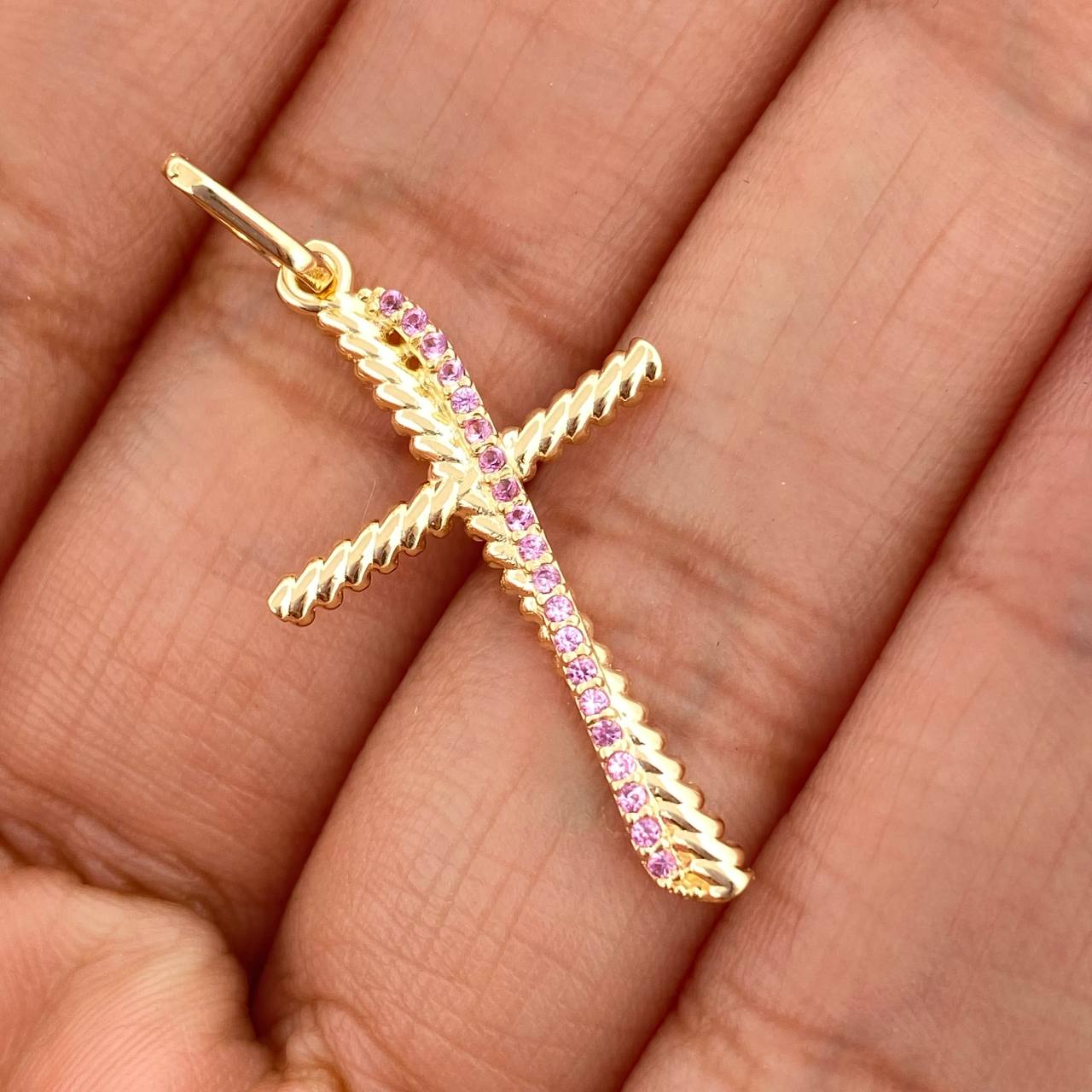 Dije Cruz Trenzada Doble 1.7gr / 3.5cm / Oro Amarillo 18K %