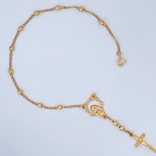 Pulso Denario Virgen Maria Cruz 3.75gr / 19.5cm / 1.56mm Oro Amarillo 18K %