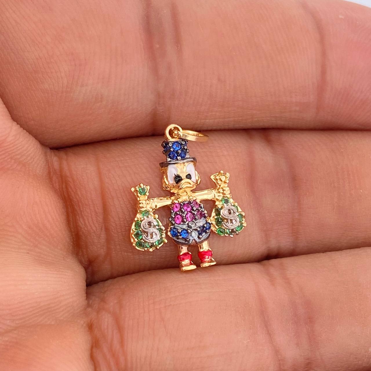 Dije Pato Bolsas De Dinero 1.55gr / 2.2cm / Tres Oros 18K %