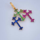 Dije Trio Cruces 1.45gr / 2.6cm / Dos Oros Negro Amarillo 18K %