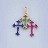 Dije Trio Cruces 1.45gr / 2.6cm / Dos Oros Negro Amarillo 18K %