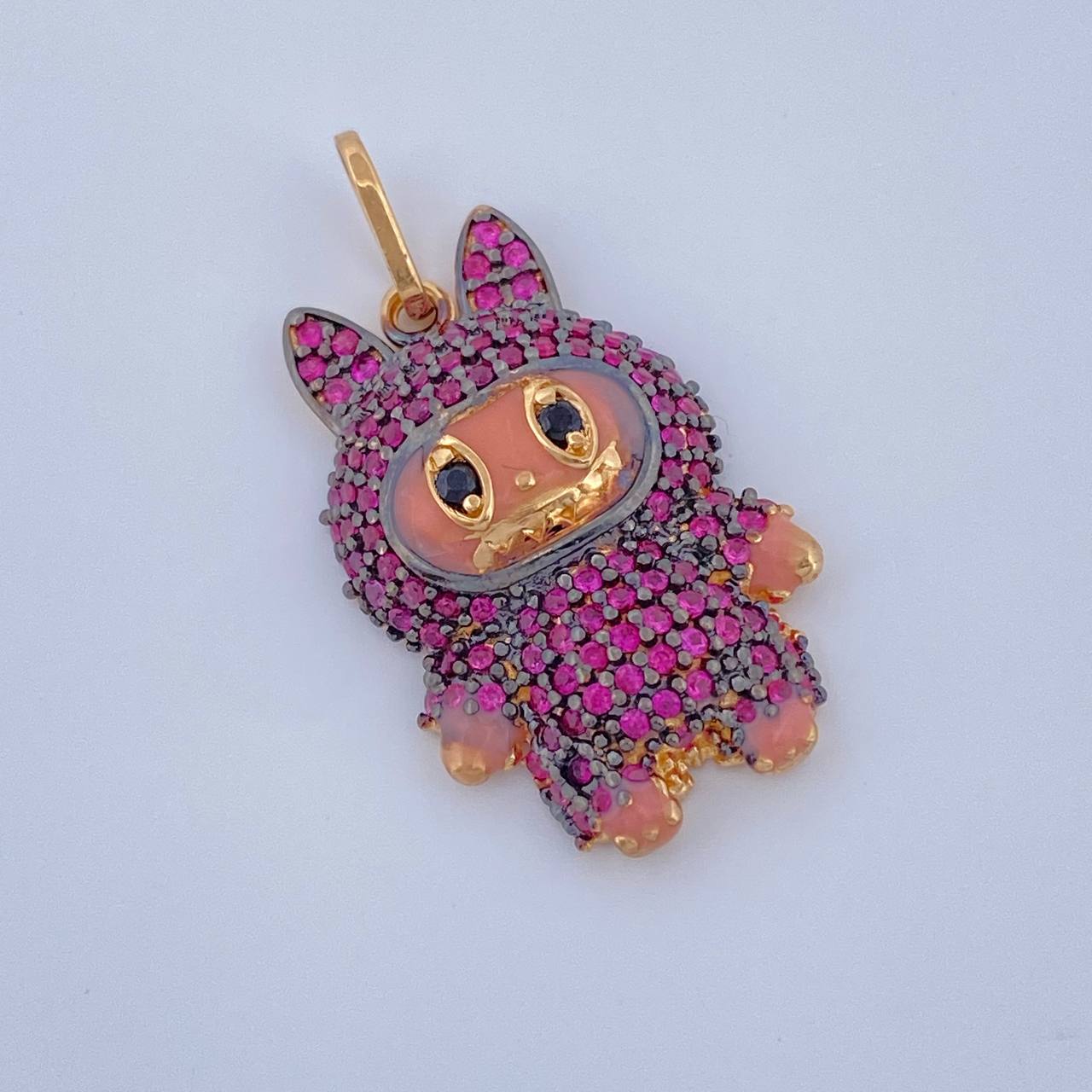 Dije Conejo Sonriente 3.7gr / 3cm / Dos Oros Negro Amarillo 18K %