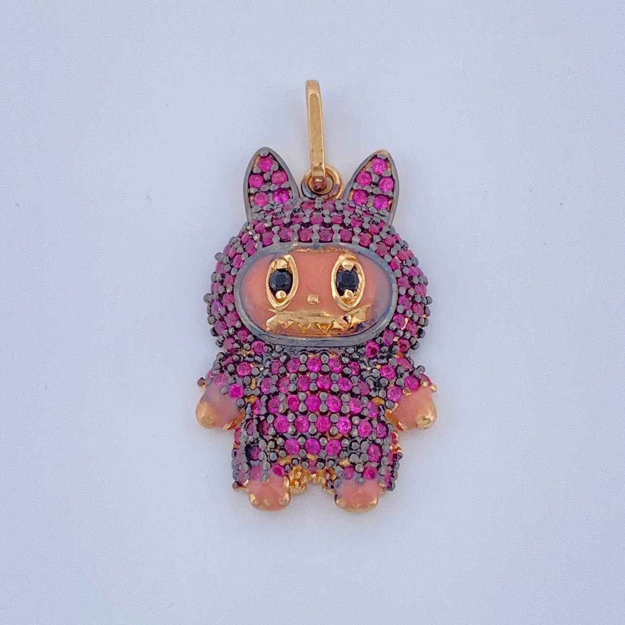 Dije Conejo Sonriente 3.7gr / 3cm / Dos Oros Negro Amarillo 18K %