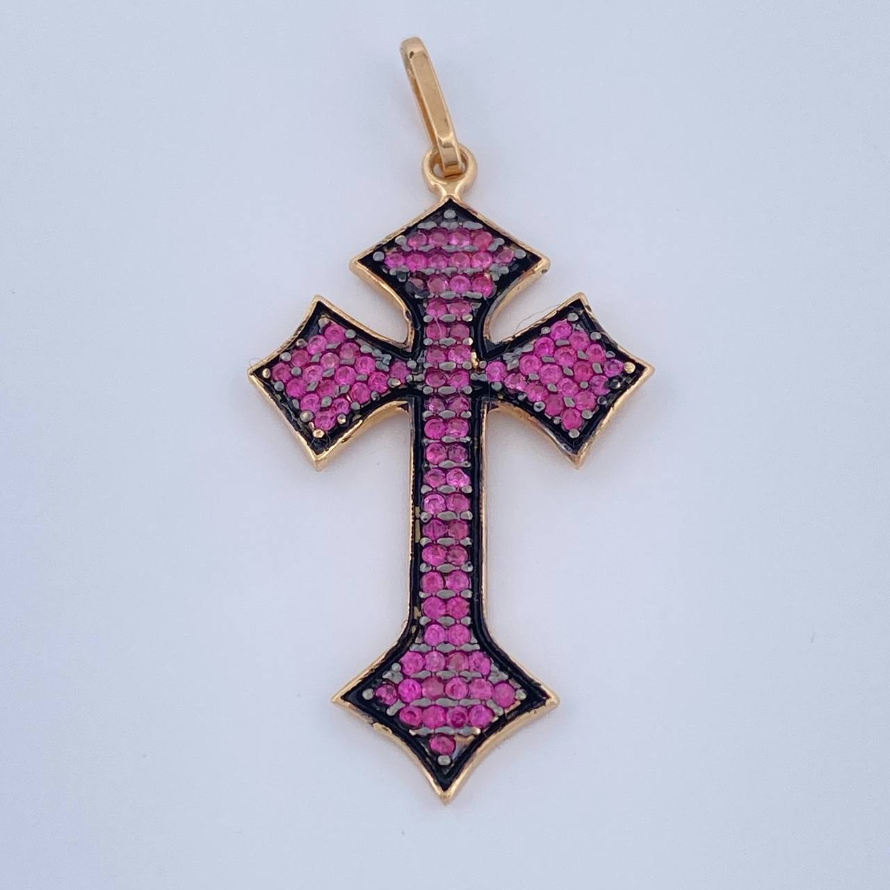 Dije Cruz Gotica 2.45gr / 3.7cm / Dos Oros Negro Amarillo 18K %