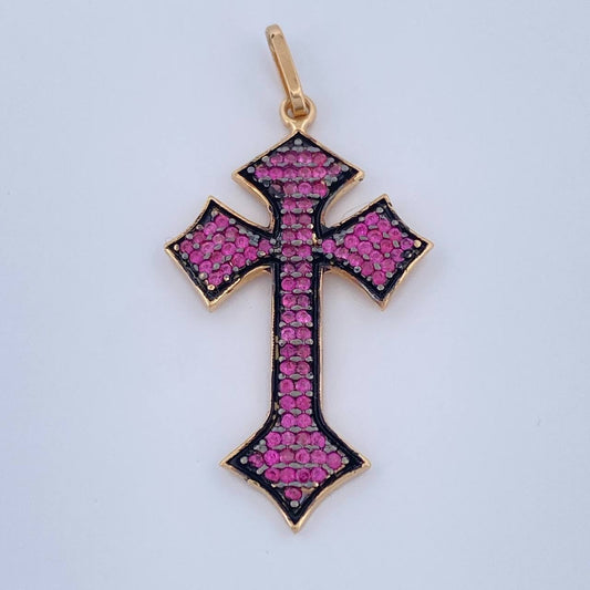 Dije Cruz Gotica 2.45gr / 3.7cm / Dos Oros Negro Amarillo 18K %