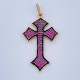 Dije Cruz Gotica 2.45gr / 3.7cm / Dos Oros Negro Amarillo 18K %