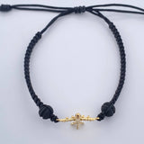 Pulsera Tejida Negra Avión 1.2gr / Oro Amarillo 18K %