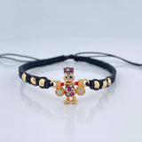 Pulsera Tejida Negra Pato Bolsas de Dinero 2.15gr / 4mm Tres Oros 18K %