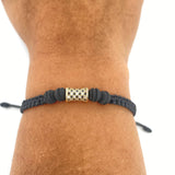 Pulsera Tejida Negra Cilindro 1.7gr / Oro Amarillo 18K %