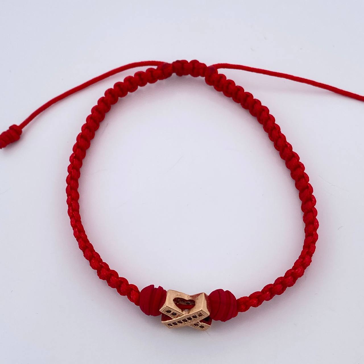 Pulsera Tejida Roja Herraje X 1.55gr / Oro Rosa 18K %