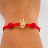 Pulsera Tejida Roja Corona 2.05gr / Oro Amarillo 18K %