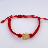 Pulsera Tejida Roja San Benito 0.75gr / Oro Amarillo 18K %