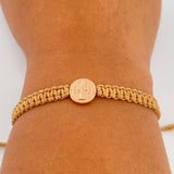 Pulsera Tejida Beige San Benito 0.5gr / Oro Rosa 18K %